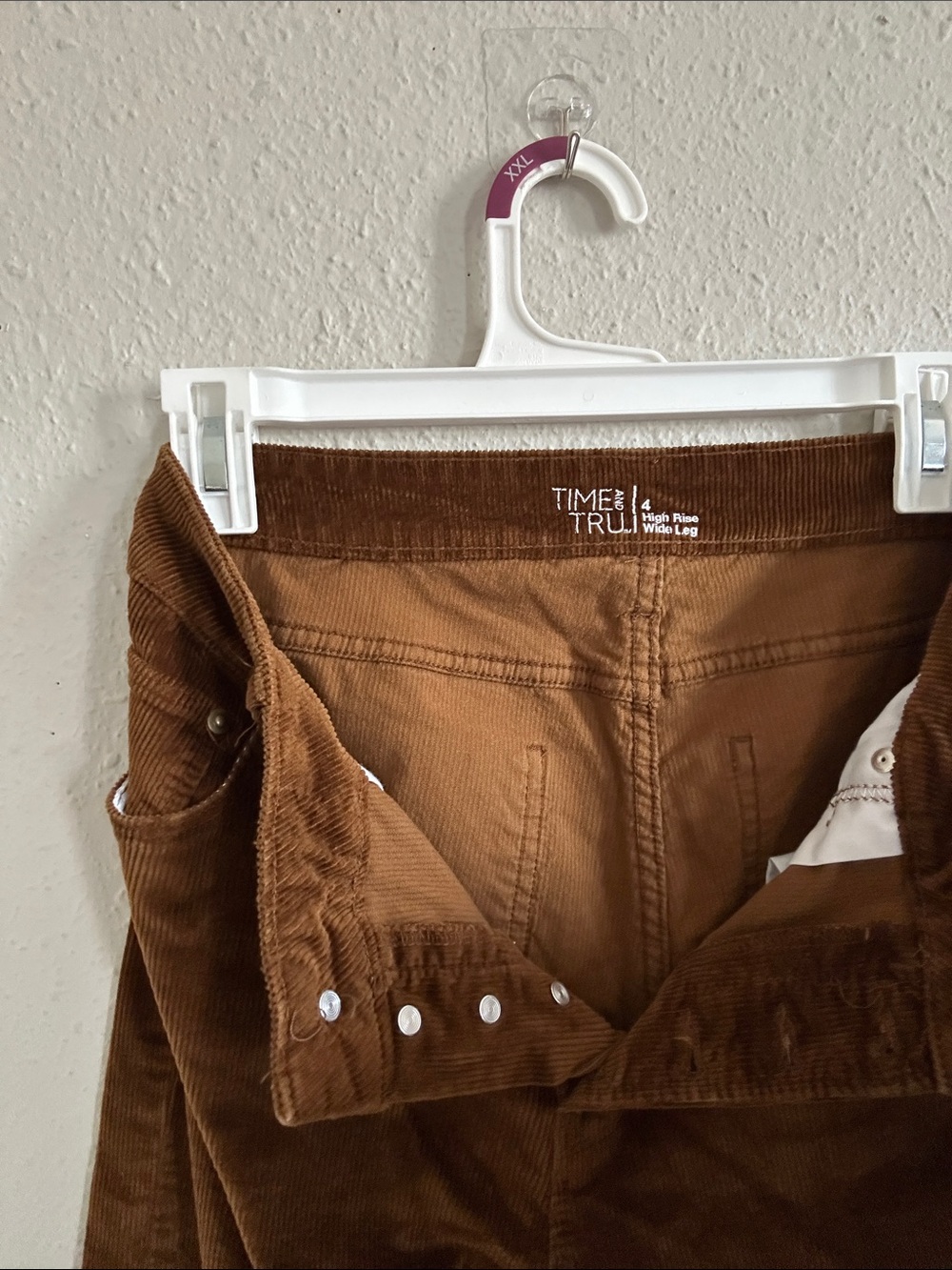 Time and Tru High Rise Wide Leg Corduroy Jeans - Chestnut Brown